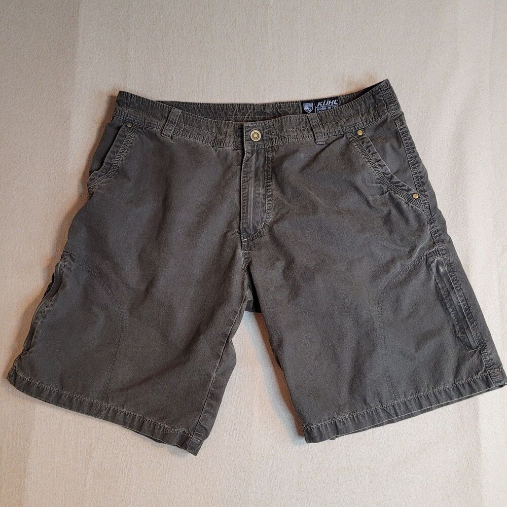 Kuhl Shorts Mens 36 x 10" Brown Vintage Patina Dye Cargo Hiking Outdoor Utility